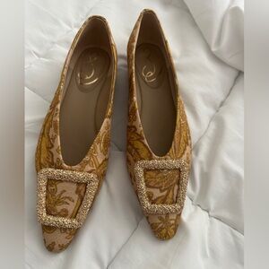 New Sam Edelman Janina Turmeric Brocade Gold and Brown Women's Shoes Size 6 1/2